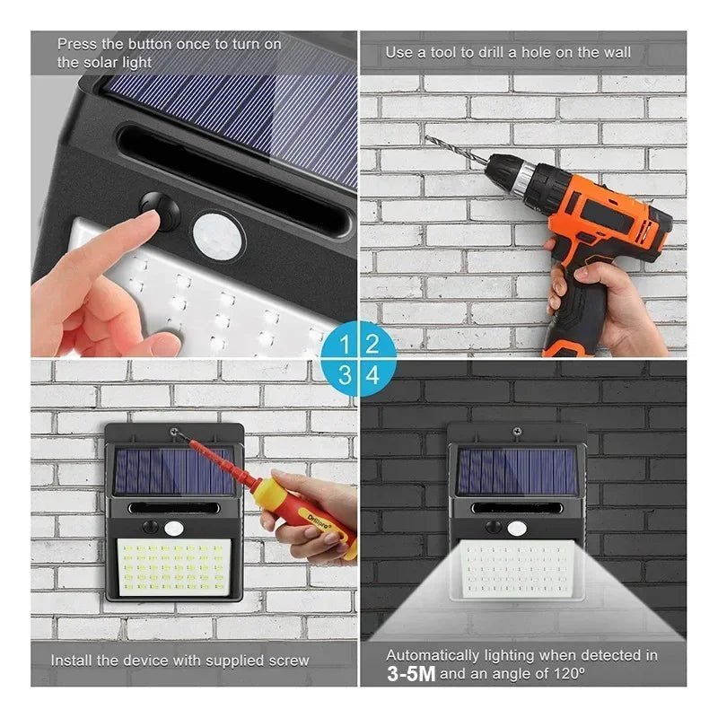 Outdoor Wall Lights, Solar Garden Lights, Motion Detector Light with PIR Sensor for Fences and Driveways_03