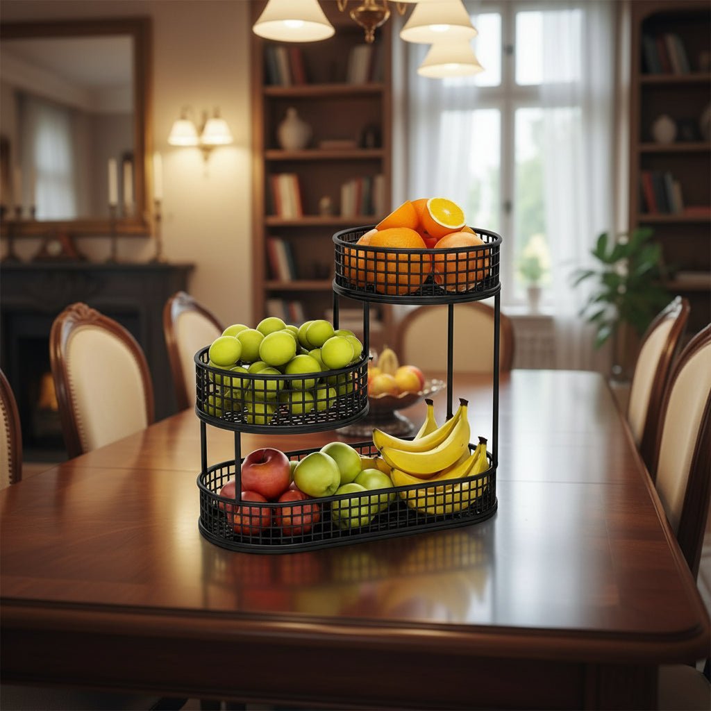 Fruit Stand for Kitchen Countertop, Tiered Metal Fruit Basket, Kitchen Storage for Snacks and Bread_02
