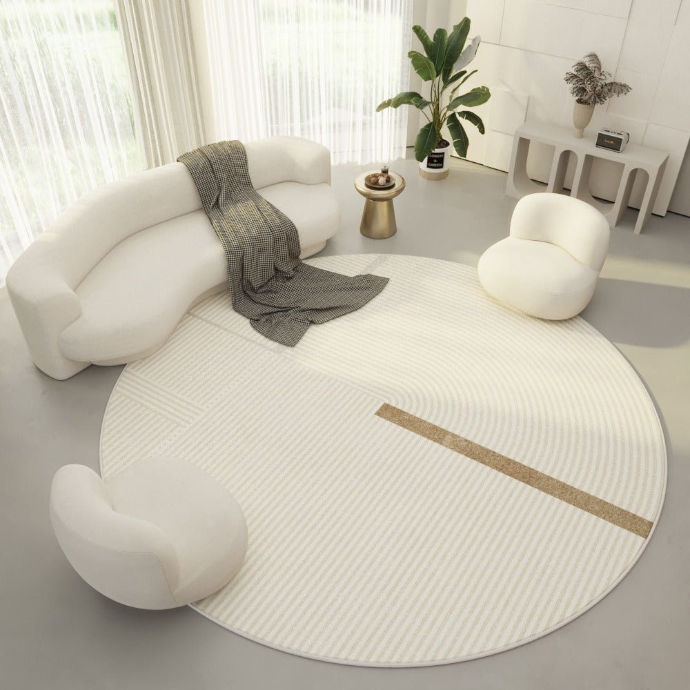 Round Living Room Rug, Circle Rug with Geometric Stripes, Soft Polyester Round Rugs for Bedroom and Office_04