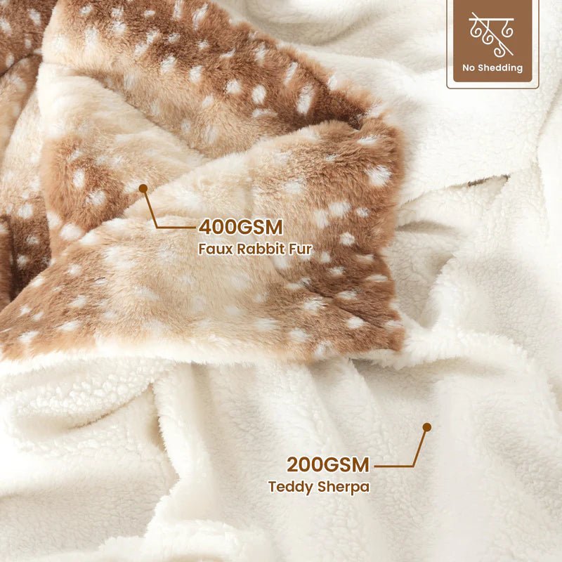Faux Fur Throw Blanket, Reversible Sofa Throw with Deer Print, Bed Throw, Soft Plush Deer Print Blanket in 4 Sizes_05