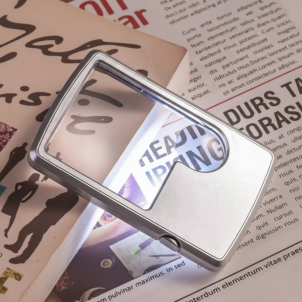Pocket Magnifiers with LED Light, Credit Card Magnifier for Coins and Stamps