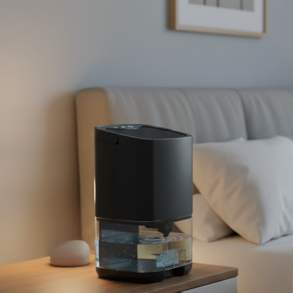 Dehumidifier, Mini Dehumidifier with LED Mood Light and 1 Litre Tank, Small Bathroom Dehumidifier for Bedroom and Office_03