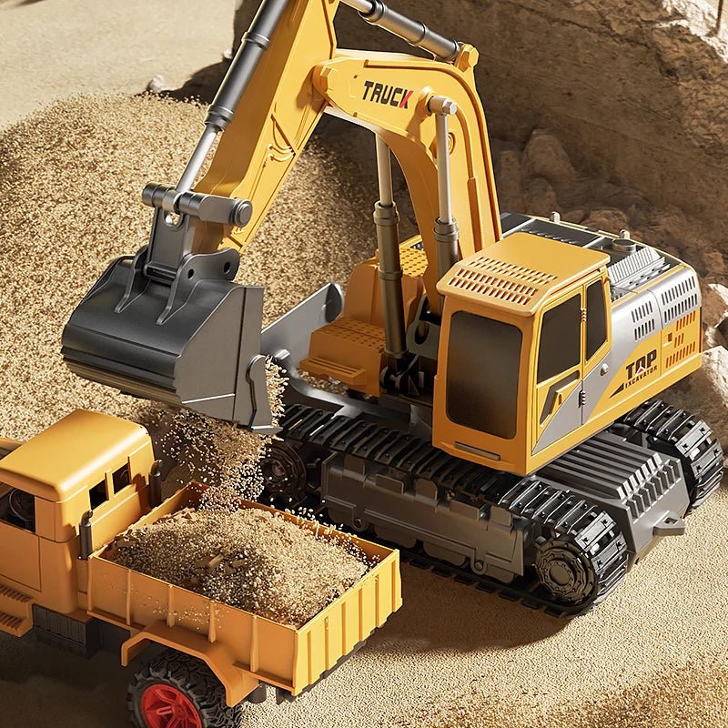 Metal RC Excavator with Lights and Sound, RC Digger for Kids