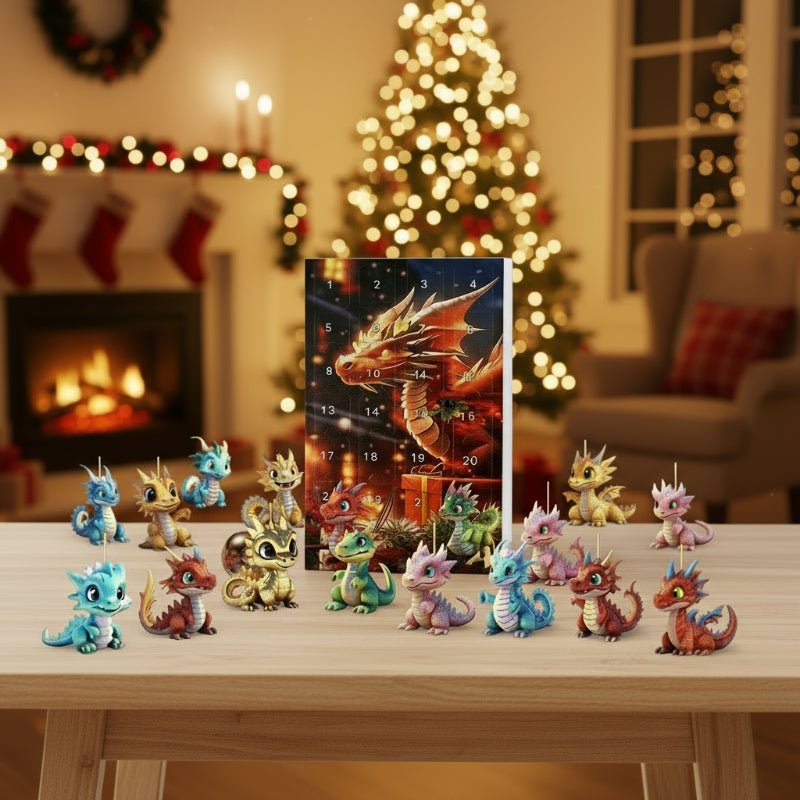 Advent Calendars for Kids, Dragon Advent Calendar with 24 Charms, Christmas Countdown Calendar with Dragon Keyrings
