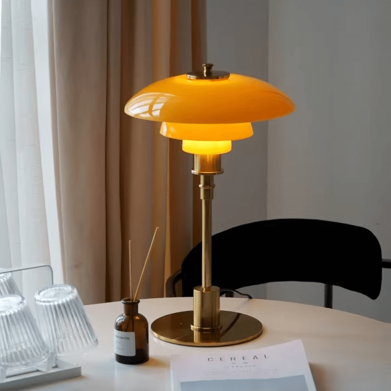 Dimmable Table Lamp with Warm LED Light, Glass Table Lamp for Living Room, Scandinavian Desk Lamp with E27 Socket_01