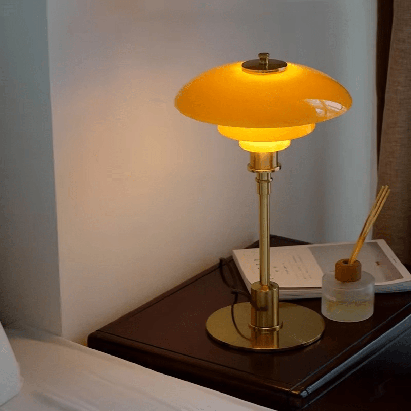 Dimmable Table Lamp with Warm LED Light, Glass Table Lamp for Living Room, Scandinavian Desk Lamp with E27 Socket_02