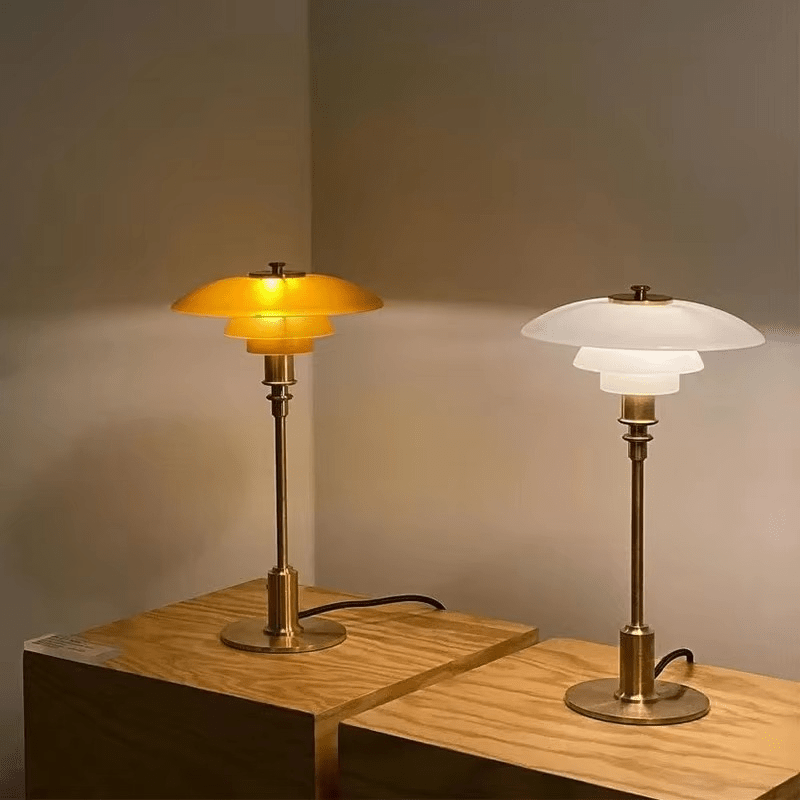 Dimmable Table Lamp with Warm LED Light, Glass Table Lamp for Living Room, Scandinavian Desk Lamp with E27 Socket_03