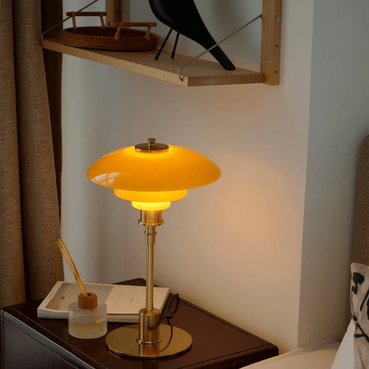 Dimmable Table Lamp with Warm LED Light, Glass Table Lamp for Living Room, Scandinavian Desk Lamp with E27 Socket_04