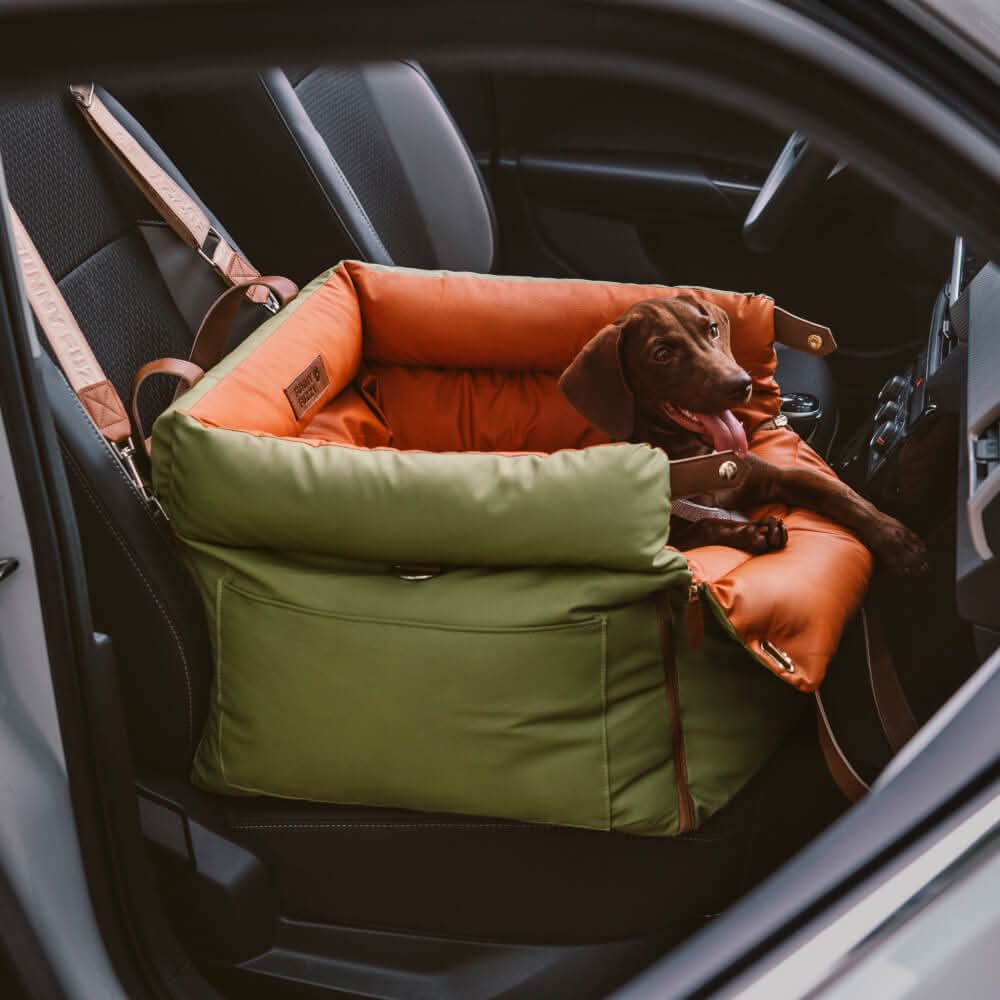Dog Car Seat for Small and Medium Dogs, Elevated Dog Car Booster Seat with Integrated Safety Belt, Dog Car Bed_00