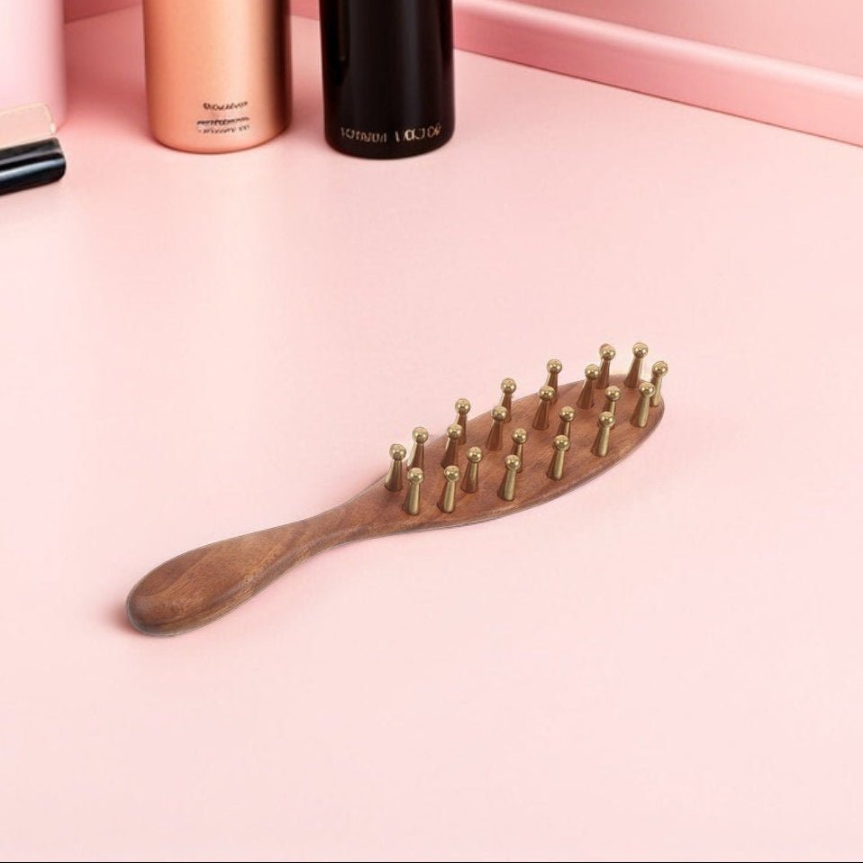 Wooden Hair Comb, Scalp Massager Comb with Dense Teeth, Natural Wood Comb for Scalp Stimulation and All Hair Types