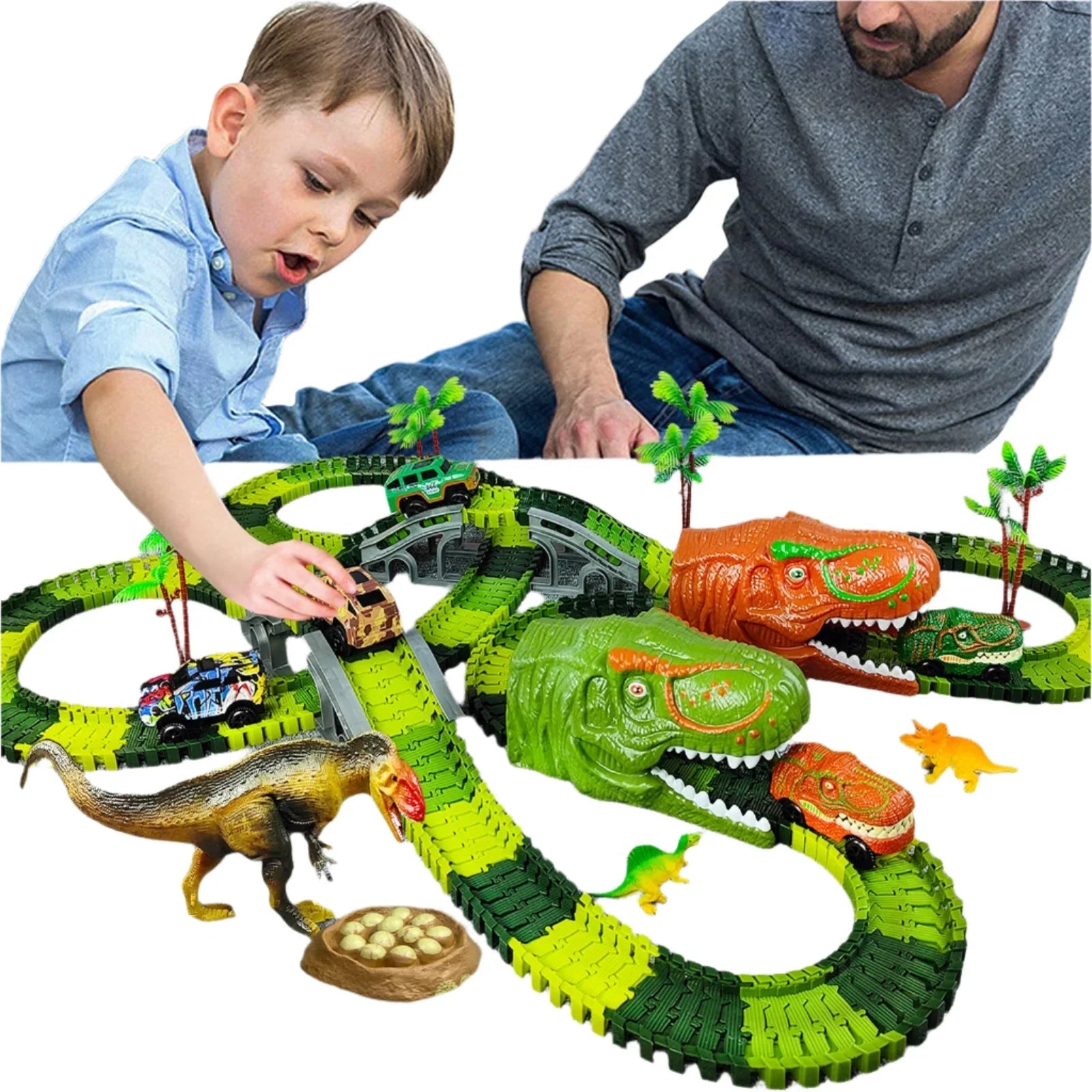 Dino Express | Racing Dinosaur Train Set with Customizable Tracks | Fun and Engaging Playtime for Kids