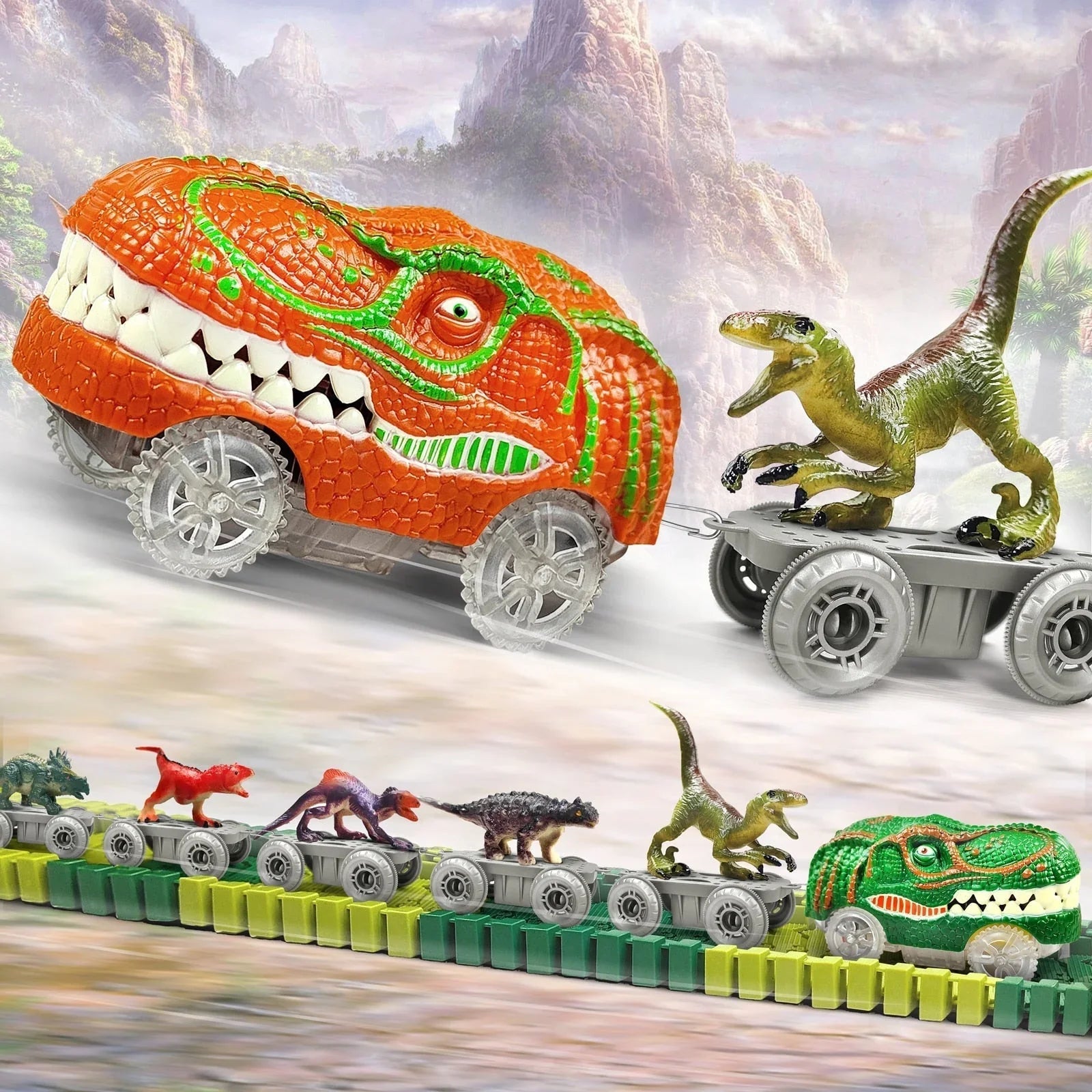 Dino Express | Racing Dinosaur Train Set with Customizable Tracks | Fun and Engaging Playtime for Kids