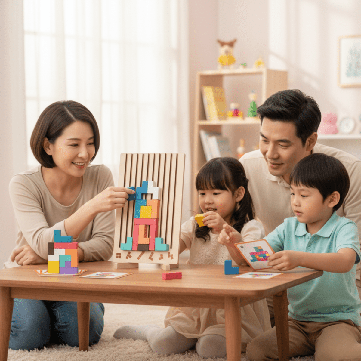 Wooden Puzzles for Kids, Montessori Wooden Toys for 3 Year Olds, Tetris Stacking Kids Game, Logic Puzzle Block Game
