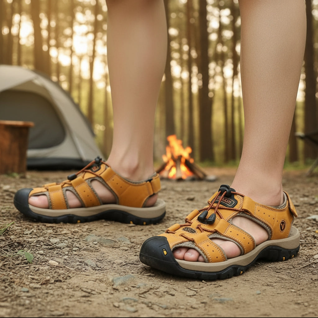Mens Sandals Closed Toe, Walking Sandals for Men with Velcro Strap, Mens Hiking Sandals with Non Slip Rubber Sole