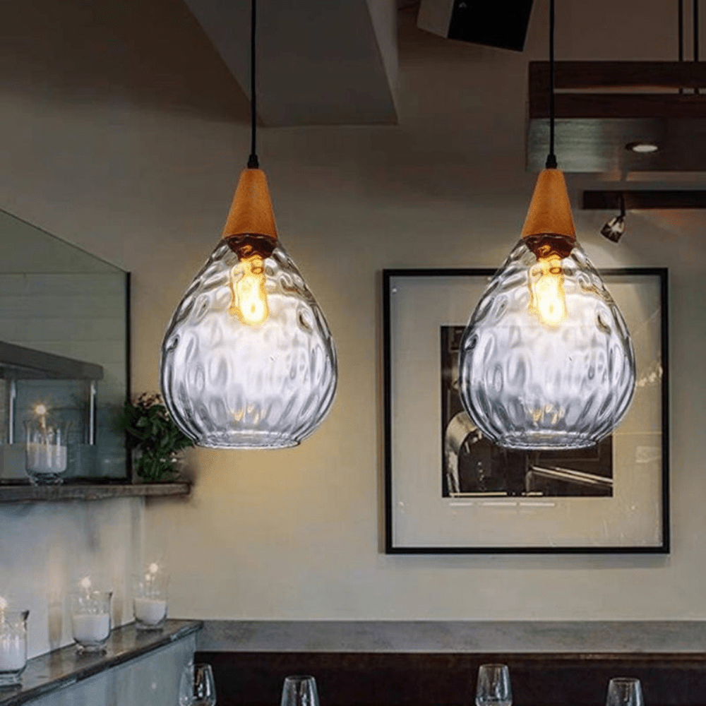 Pendant Ceiling Light, Vintage Glass Pendant Light Fittings, Hanging Light for Kitchen Island and Dining Room