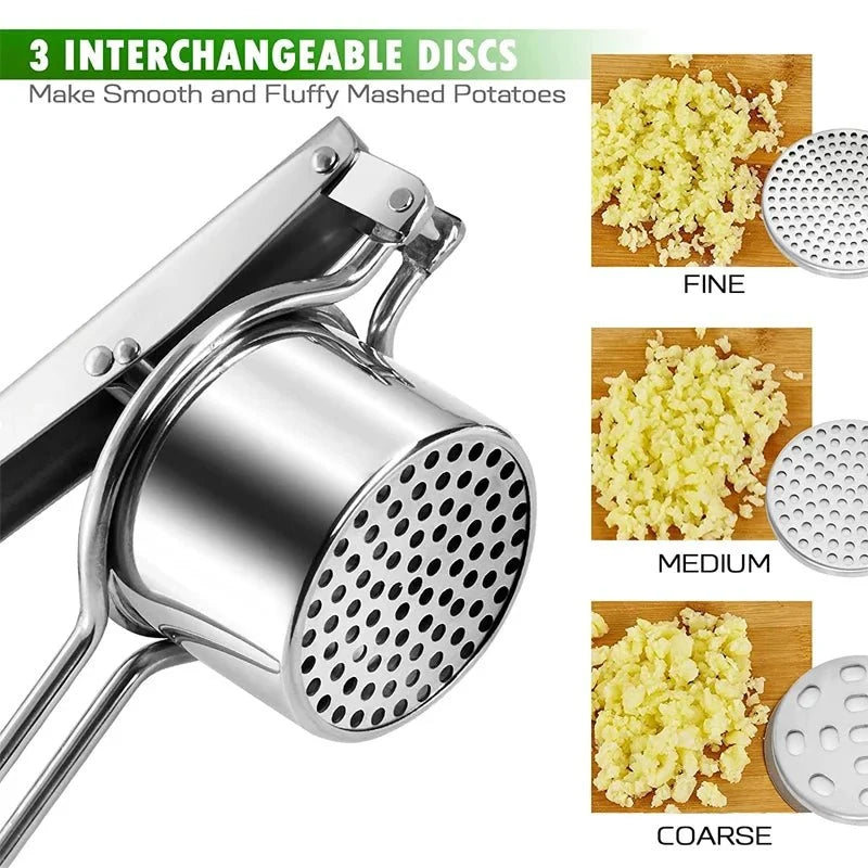 Potato Ricer with 3 Interchangeable Discs, Stainless Steel Food Ricer, Vegetable Ricer for Fruit Purees, Potato Press_02