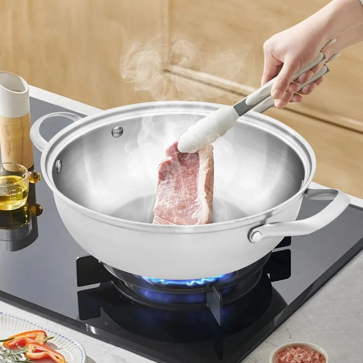 Stainless Steel Cooking Pot with Glass Lid, Induction Stock Pot for All Hobs, Stainless Steel Cookware for Pasta_05