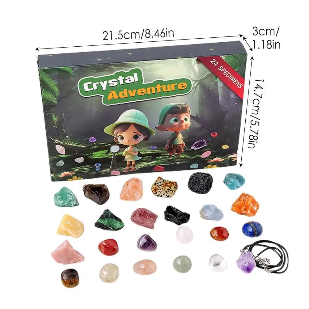 Kids Advent Calendar with 24 Natural Crystals, Countdown to Christmas with Guide – image 9