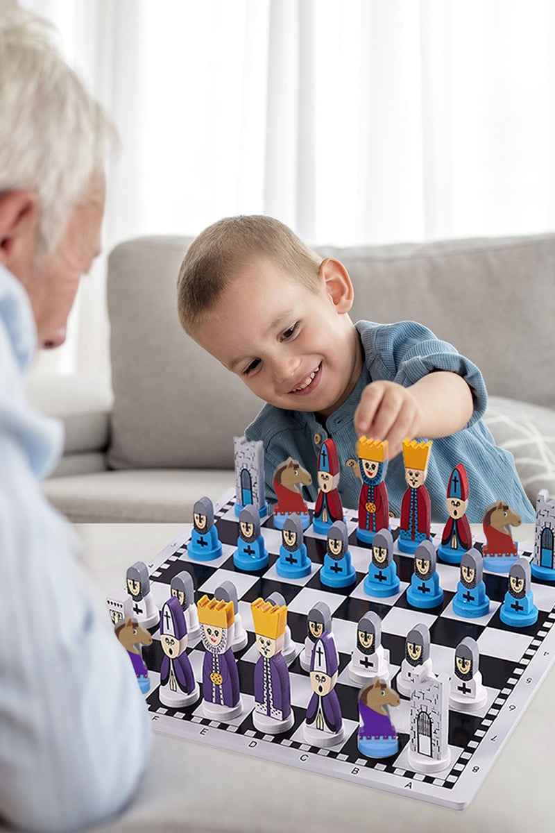 Educational Wooden Chess Set with Colorful Pieces | Engaging Game for Cognitive Development 2