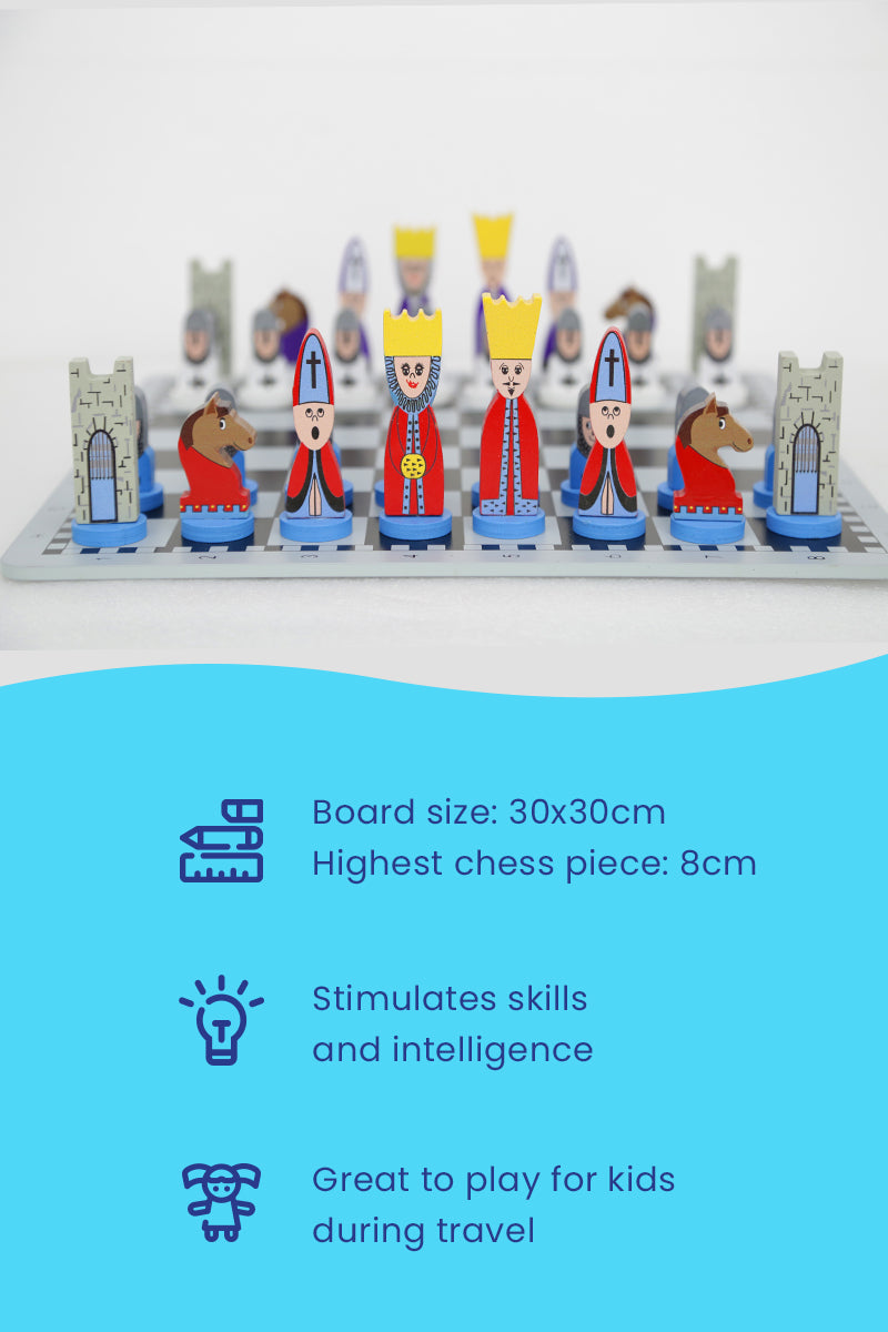 Educational Wooden Chess Set with Colorful Pieces | Engaging Game for Cognitive Development 8