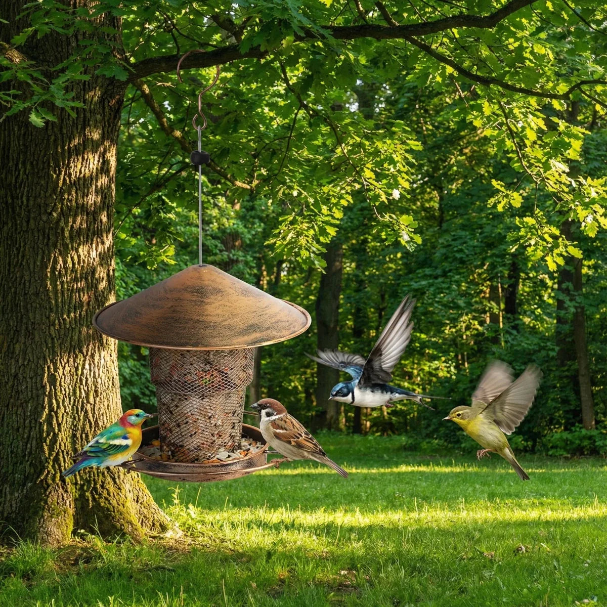 Squirrel Proof Bird Feeder Made of Iron with Automatic Refill – image 4