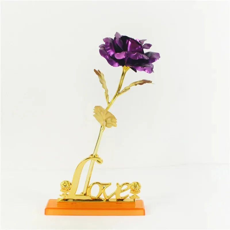 Gold Rose Artificial Flower with Gold Foil, Single Rose for Wedding Decoration – image 8