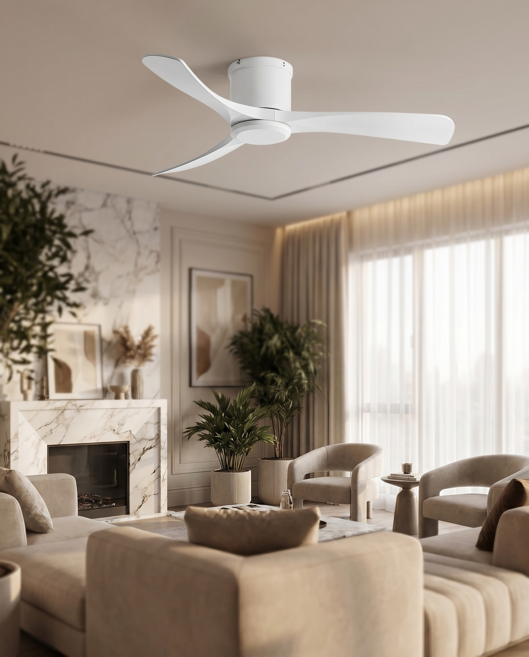 Elegant Collection | Modern Ceiling Fan with 6-Speed DC Motor | Wood Finish for Enhanced Airflow in Bedrooms