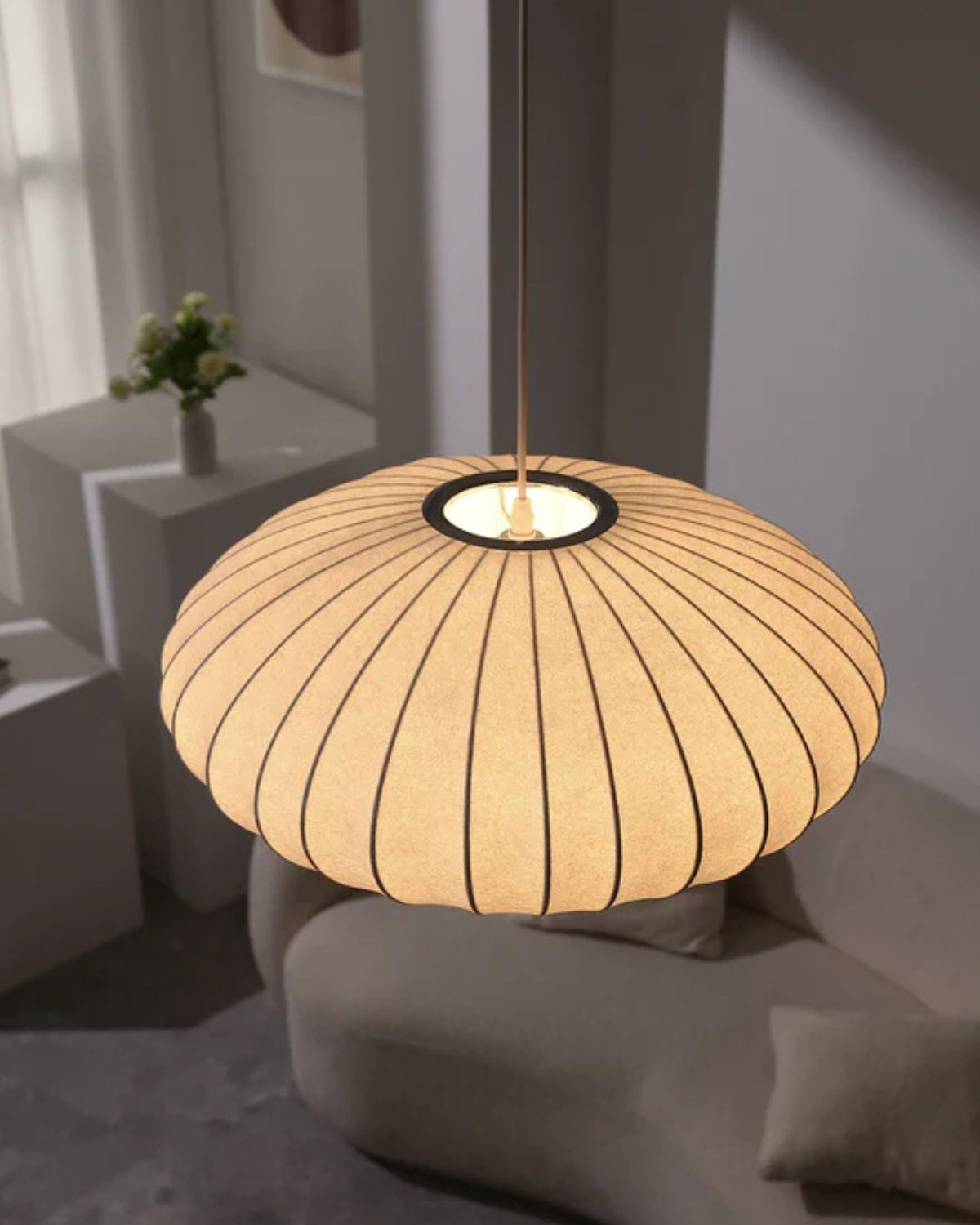 Elegant Fabric Pendant Light | Adjustable Ceiling Fixture for Soft Ambient Glow in Living Spaces 1