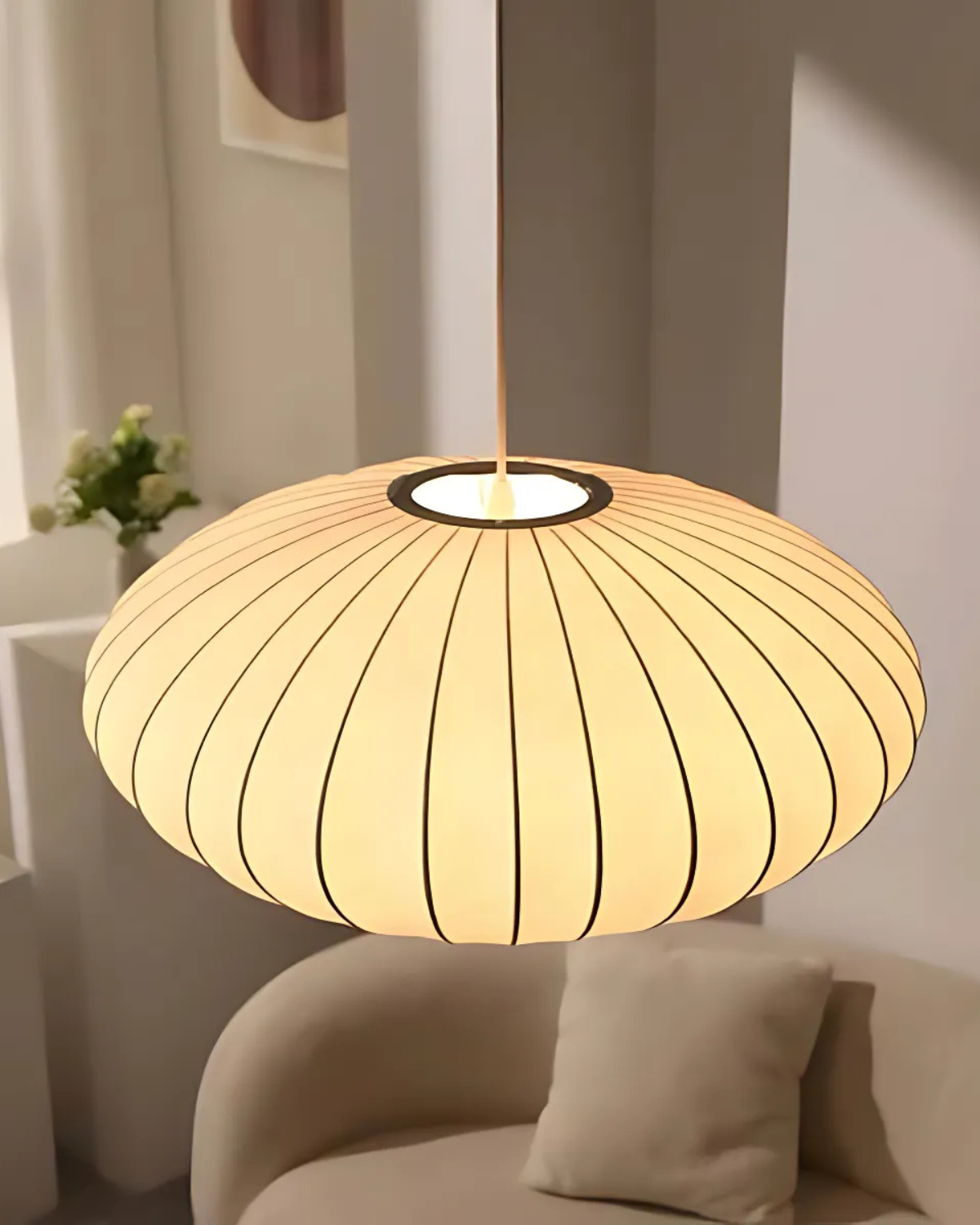Elegant Fabric Pendant Light | Adjustable Ceiling Fixture for Soft Ambient Glow in Living Spaces 2