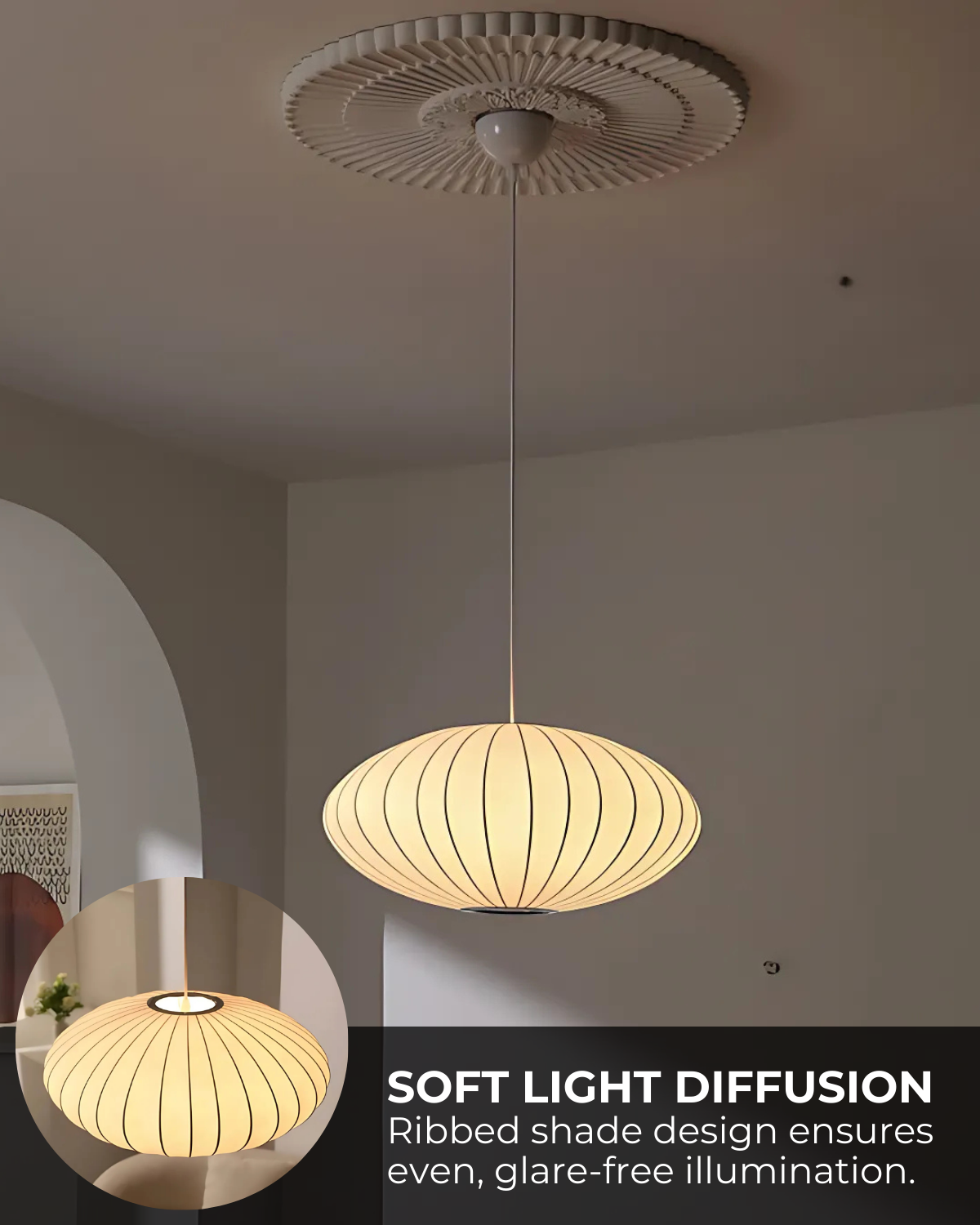 Elegant Fabric Pendant Light | Adjustable Ceiling Fixture for Soft Ambient Glow in Living Spaces 3