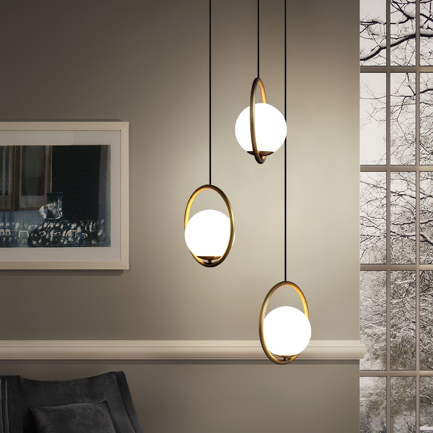 Elegant Globe Pendant Light | Glass Pendant Lighting with Adjustable Height | Modern Design for Timeless Elegance 3