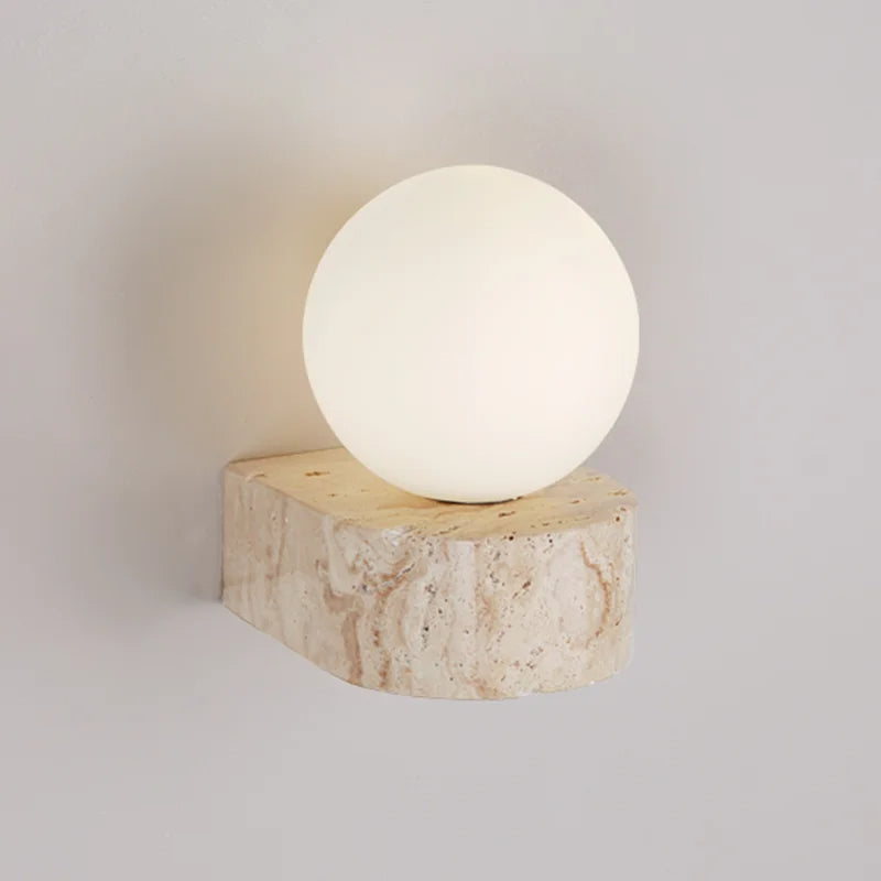 Elegant Globe | Wall Sconce Lighting with LED & Natural Travertine | Stylish Accent for Modern Interiors 3