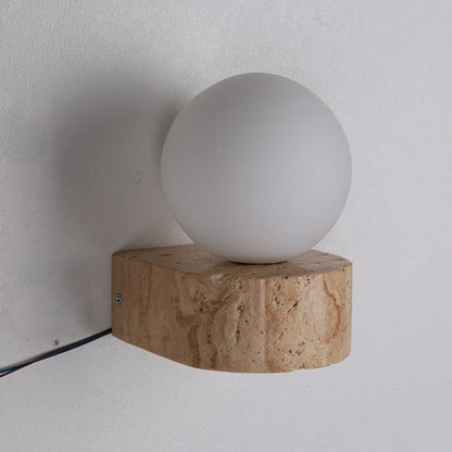 Elegant Globe | Wall Sconce Lighting with LED & Natural Travertine | Stylish Accent for Modern Interiors 4