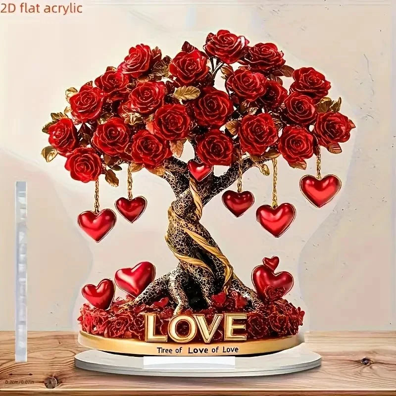 Heart Shaped Home Ornament with Acrylic Roses, Valentines Gift, Anniversary Gift, Bedroom Decor and Table Decoration