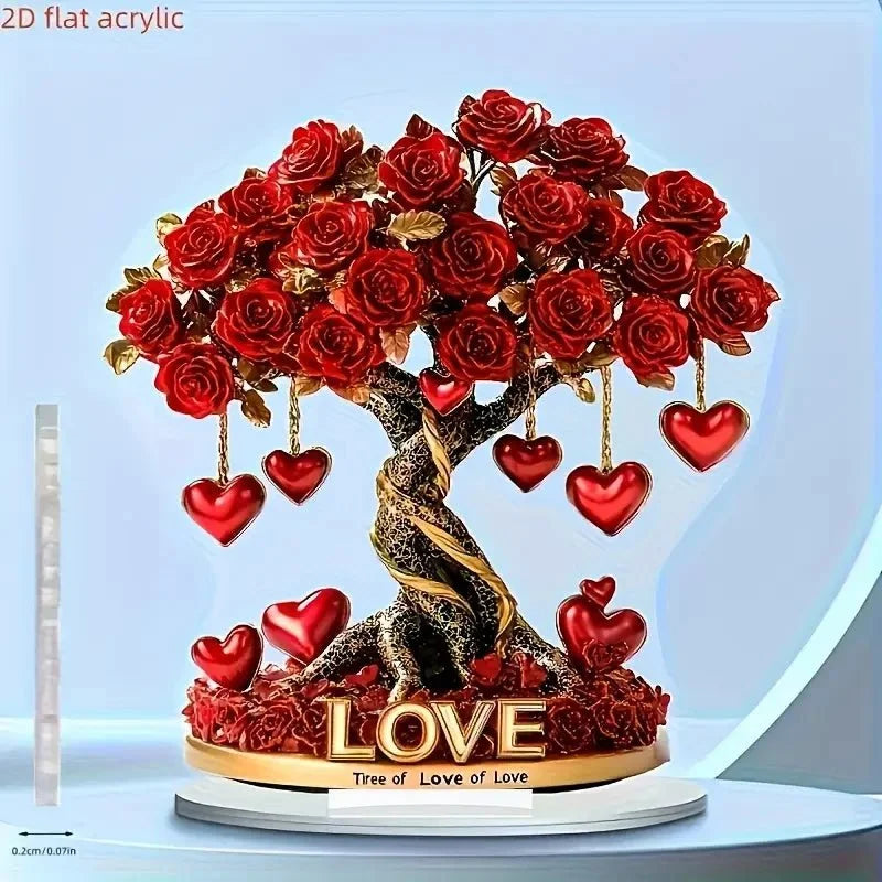 Heart Shaped Home Ornament with Acrylic Roses, Valentines Gift, Anniversary Gift, Bedroom Decor and Table Decoration_02