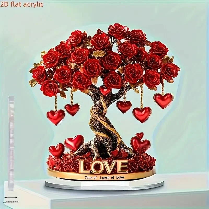 Heart Shaped Home Ornament with Acrylic Roses, Valentines Gift, Anniversary Gift, Bedroom Decor and Table Decoration_03