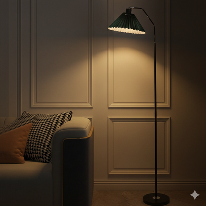 Elegant Minimalist Floor Lamp with Pleated Fabric Shade | Modern Standing Lamp for Soft Ambient Lighting in Living Room 4