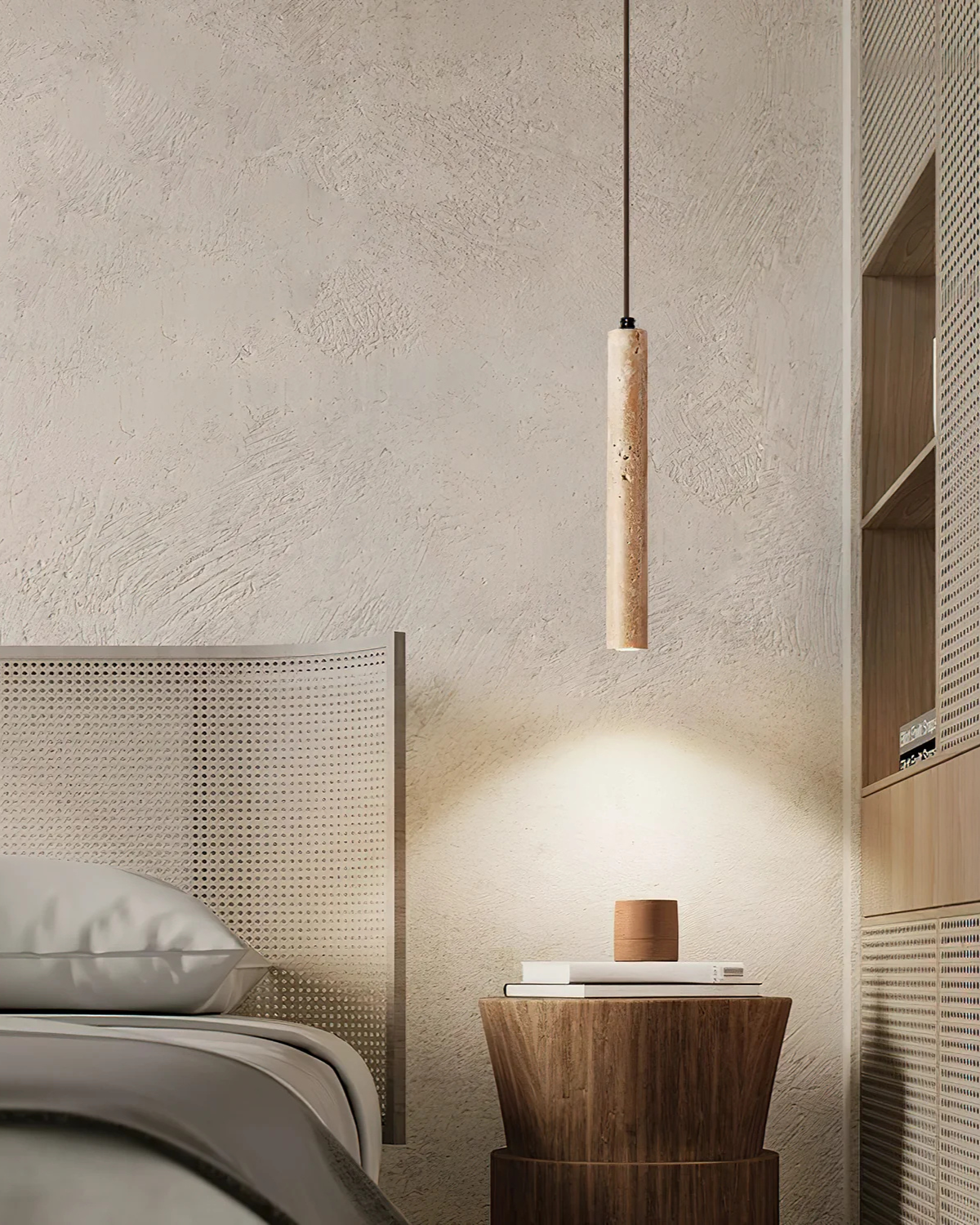 Elegant Minimalist Pendant Light | Natural Travertine Design with Soft Ambient Glow | Ideal for Bedrooms and Dining Areas 2