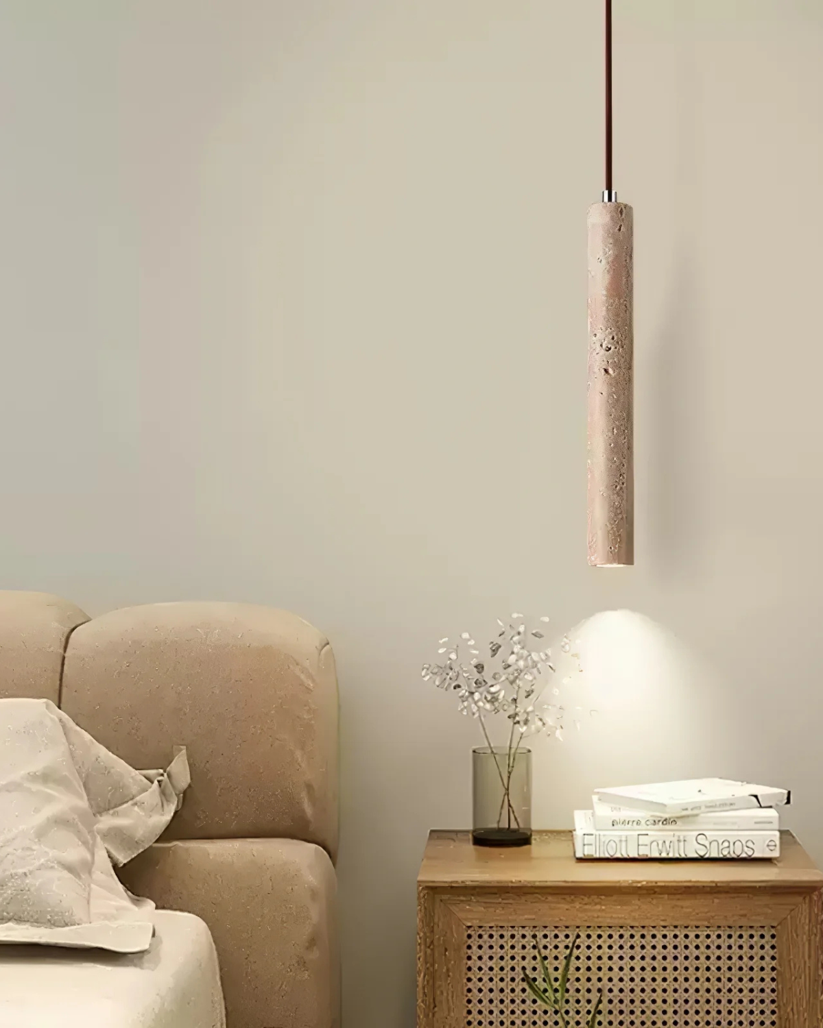Elegant Minimalist Pendant Light | Natural Travertine Design with Soft Ambient Glow | Ideal for Bedrooms and Dining Areas 4