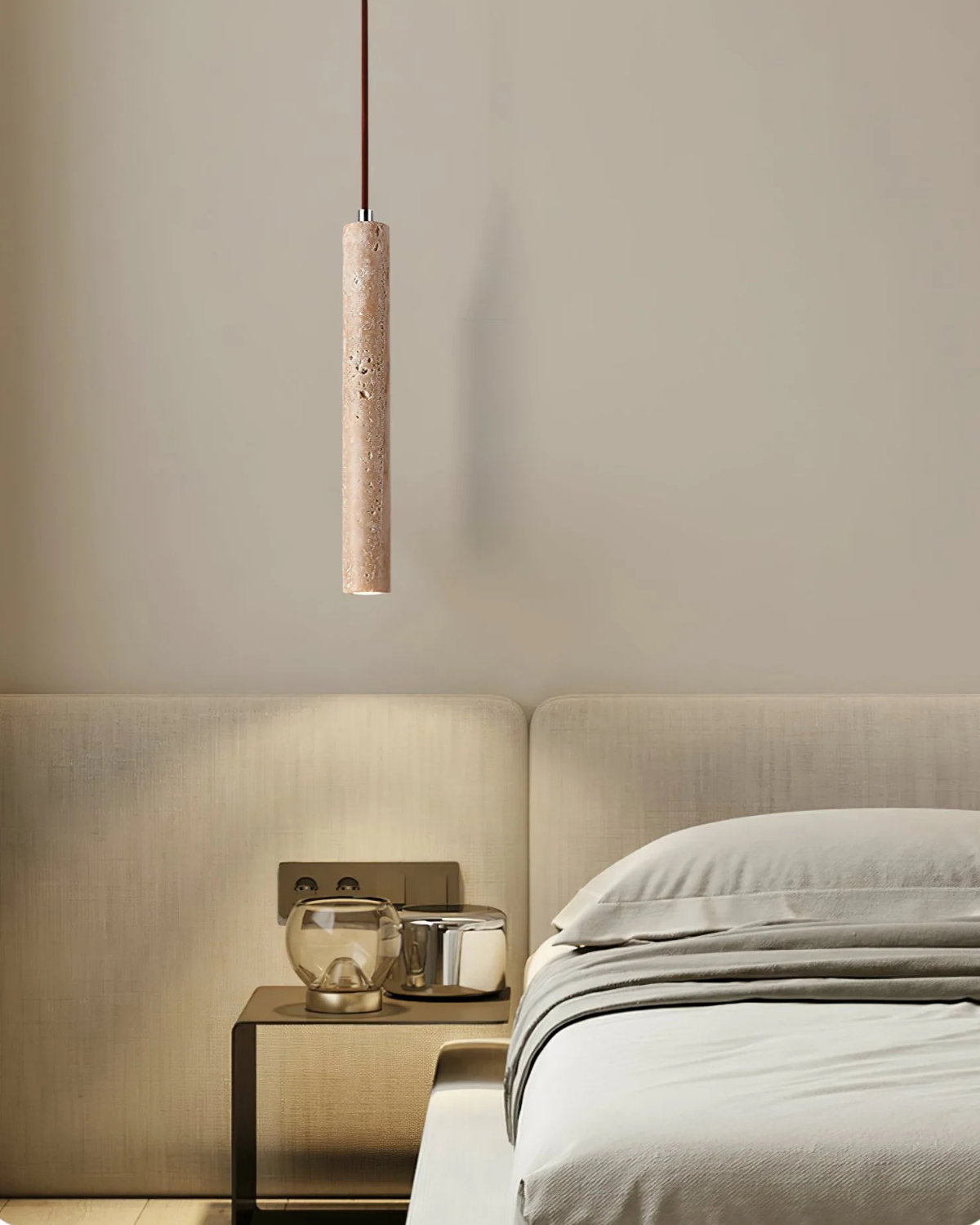 Elegant Minimalist Pendant Light | Natural Travertine Design with Soft Ambient Glow | Ideal for Bedrooms and Dining Areas 5