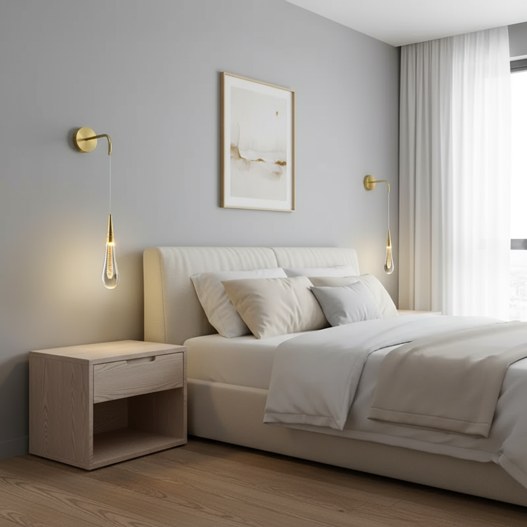 Elegant Raindrop Wall Sconce Lighting with Adjustable Height | Modern Glass Design for Warm Ambience 1