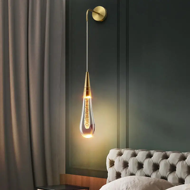Elegant Raindrop Wall Sconce Lighting with Adjustable Height | Modern Glass Design for Warm Ambience 2
