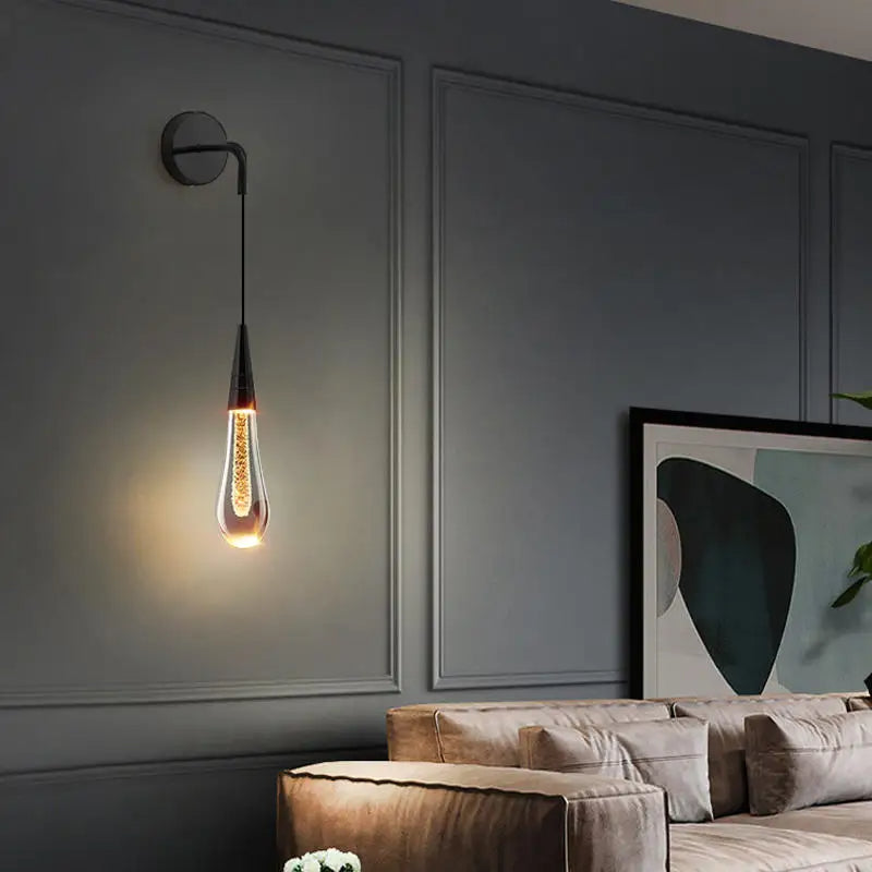 Elegant Raindrop Wall Sconce Lighting with Adjustable Height | Modern Glass Design for Warm Ambience 6