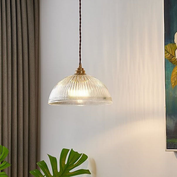 Elegant Ribbed Glass Pendant Light with Adjustable Height | Modern Kitchen Pendant Lighting for Sophisticated Illumination