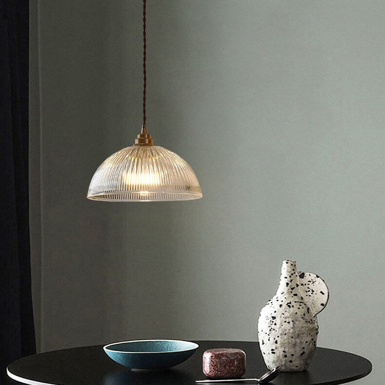 Elegant Ribbed Glass Pendant Light with Adjustable Height | Modern Kitchen Pendant Lighting for Sophisticated Illumination 3