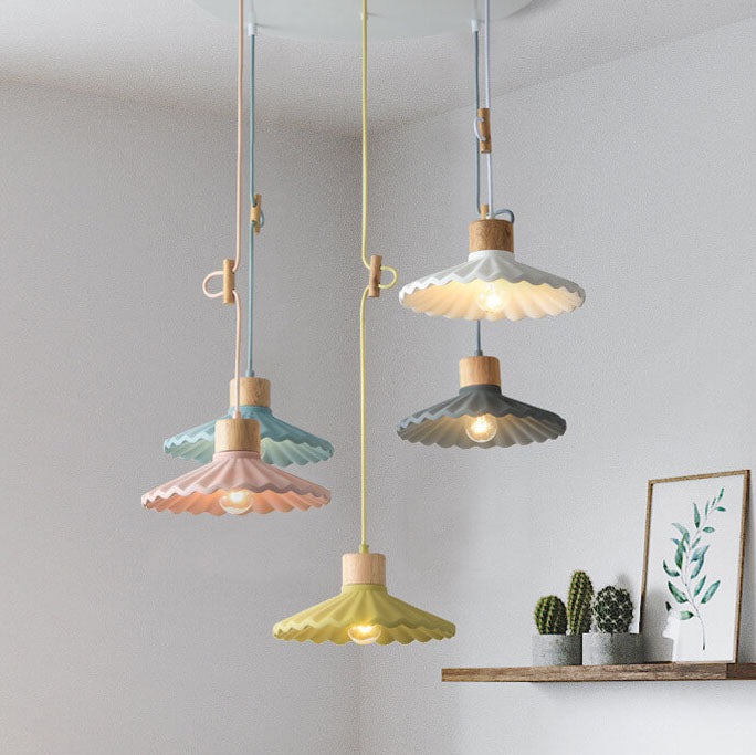 Elegant Scalloped Pendant Light with Adjustable Height | Modern Kitchen Pendant Lighting for Versatile Illumination 2