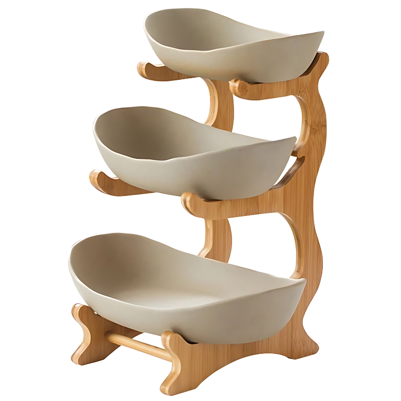 Elegant Three-Tier Fruit Bowl with Compact Design | Stylish Storage Solution for Kitchen Organization