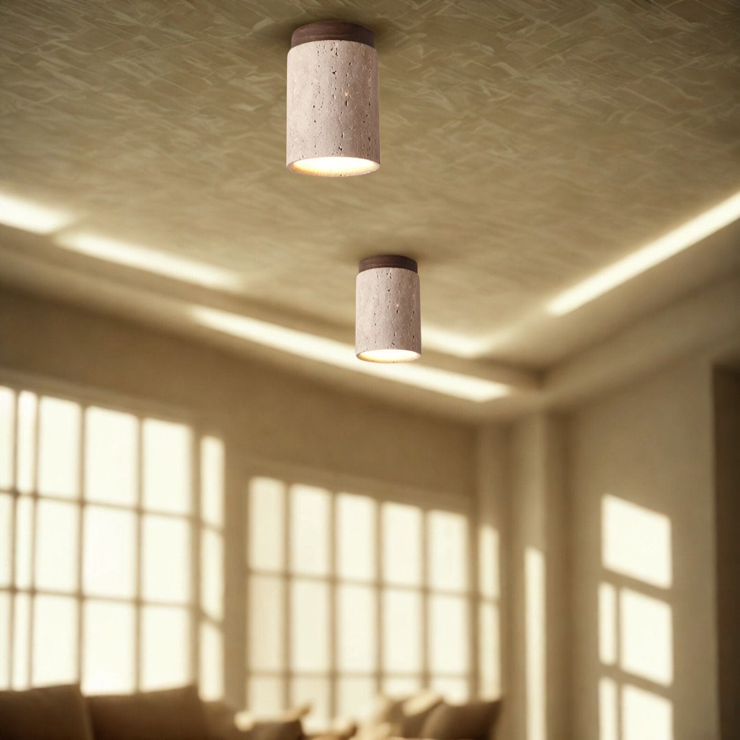 Elegant Travertine | Ceiling Spotlight Light with Unique Stone Texture | Minimalist Design for Living Room Ambiance 3