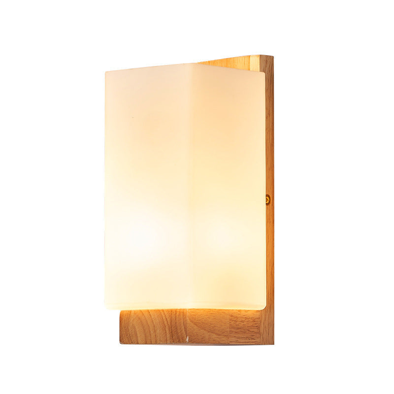 Elegant Wood Glass Wall Sconce Lighting with Soft Ambient Glow | Minimalist Design for Tranquil Spaces 0