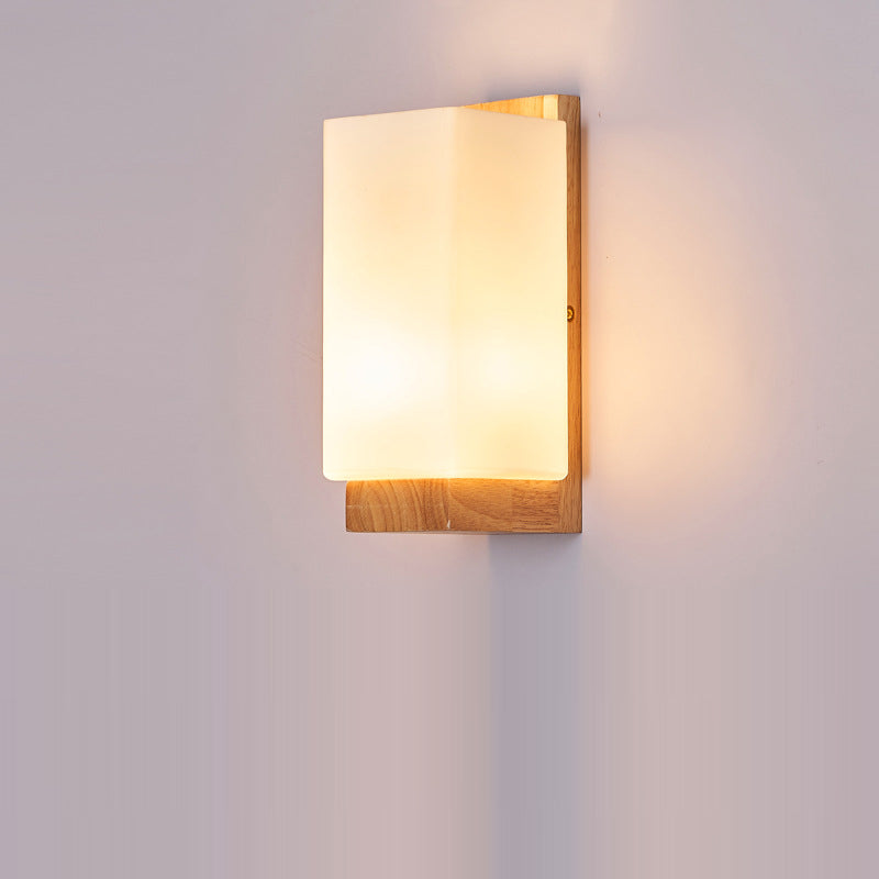 Elegant Wood Glass Wall Sconce Lighting with Soft Ambient Glow | Minimalist Design for Tranquil Spaces 3